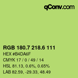 カラーコード: RGB 180.7 218.6 111 | qconv.com