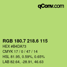 カラーコード: RGB 180.7 218.6 115 | qconv.com