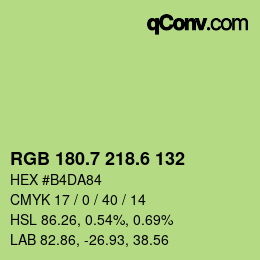 カラーコード: RGB 180.7 218.6 132 | qconv.com