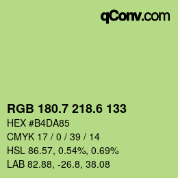 カラーコード: RGB 180.7 218.6 133 | qconv.com