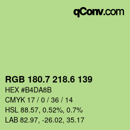 カラーコード: RGB 180.7 218.6 139 | qconv.com