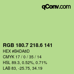 カラーコード: RGB 180.7 218.6 141 | qconv.com