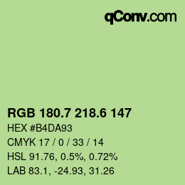 カラーコード: RGB 180.7 218.6 147 | qconv.com