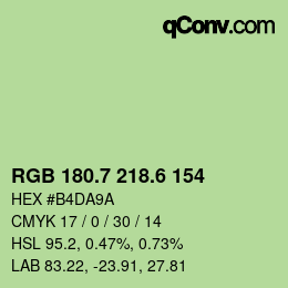 カラーコード: RGB 180.7 218.6 154 | qconv.com