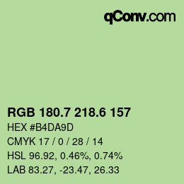 カラーコード: RGB 180.7 218.6 157 | qconv.com