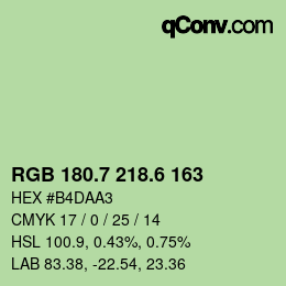 カラーコード: RGB 180.7 218.6 163 | qconv.com