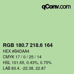 カラーコード: RGB 180.7 218.6 164 | qconv.com