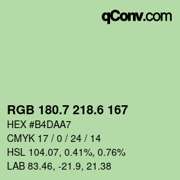 カラーコード: RGB 180.7 218.6 167 | qconv.com