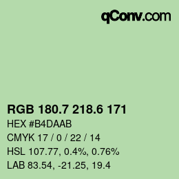 カラーコード: RGB 180.7 218.6 171 | qconv.com