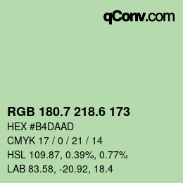 カラーコード: RGB 180.7 218.6 173 | qconv.com