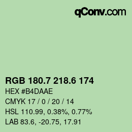 カラーコード: RGB 180.7 218.6 174 | qconv.com