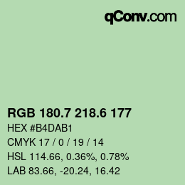 カラーコード: RGB 180.7 218.6 177 | qconv.com