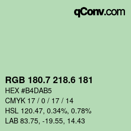 カラーコード: RGB 180.7 218.6 181 | qconv.com