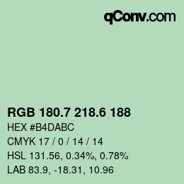 カラーコード: RGB 180.7 218.6 188 | qconv.com