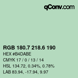 カラーコード: RGB 180.7 218.6 190 | qconv.com