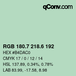 カラーコード: RGB 180.7 218.6 192 | qconv.com