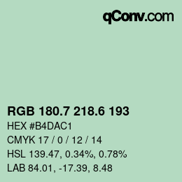 カラーコード: RGB 180.7 218.6 193 | qconv.com