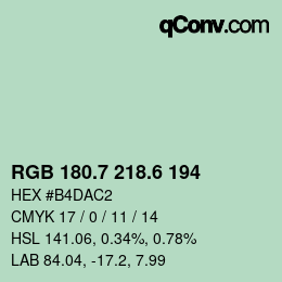 カラーコード: RGB 180.7 218.6 194 | qconv.com