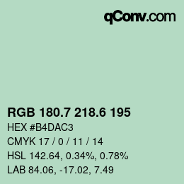 カラーコード: RGB 180.7 218.6 195 | qconv.com