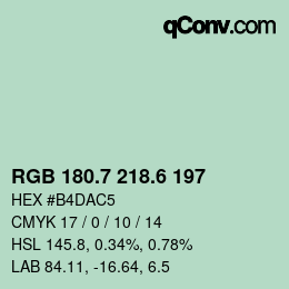 カラーコード: RGB 180.7 218.6 197 | qconv.com