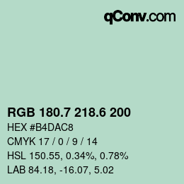 カラーコード: RGB 180.7 218.6 200 | qconv.com