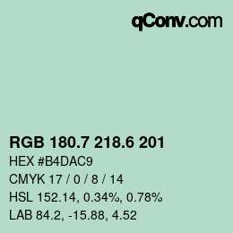 カラーコード: RGB 180.7 218.6 201 | qconv.com