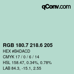 カラーコード: RGB 180.7 218.6 205 | qconv.com