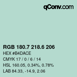 カラーコード: RGB 180.7 218.6 206 | qconv.com