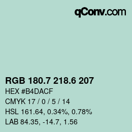 カラーコード: RGB 180.7 218.6 207 | qconv.com
