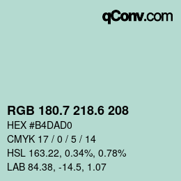 カラーコード: RGB 180.7 218.6 208 | qconv.com