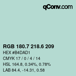 カラーコード: RGB 180.7 218.6 209 | qconv.com