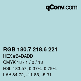 カラーコード: RGB 180.7 218.6 221 | qconv.com