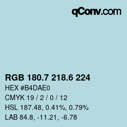カラーコード: RGB 180.7 218.6 224 | qconv.com