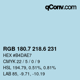 カラーコード: RGB 180.7 218.6 231 | qconv.com