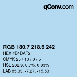 カラーコード: RGB 180.7 218.6 242 | qconv.com