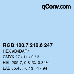 カラーコード: RGB 180.7 218.6 247 | qconv.com