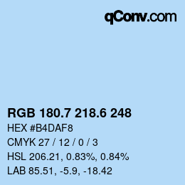 カラーコード: RGB 180.7 218.6 248 | qconv.com