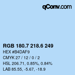 カラーコード: RGB 180.7 218.6 249 | qconv.com