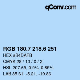 カラーコード: RGB 180.7 218.6 251 | qconv.com
