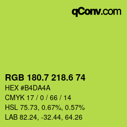 カラーコード: RGB 180.7 218.6 74 | qconv.com