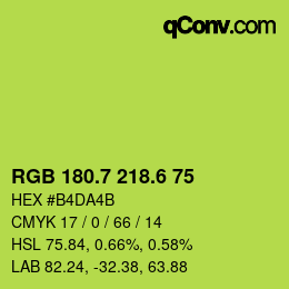 カラーコード: RGB 180.7 218.6 75 | qconv.com