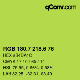 カラーコード: RGB 180.7 218.6 76 | qconv.com