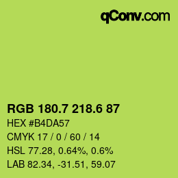 カラーコード: RGB 180.7 218.6 87 | qconv.com