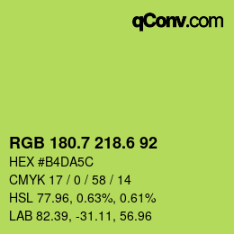 カラーコード: RGB 180.7 218.6 92 | qconv.com