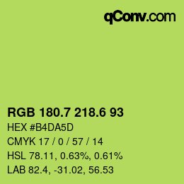 カラーコード: RGB 180.7 218.6 93 | qconv.com
