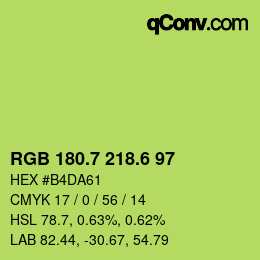 カラーコード: RGB 180.7 218.6 97 | qconv.com