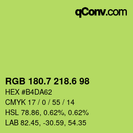 カラーコード: RGB 180.7 218.6 98 | qconv.com