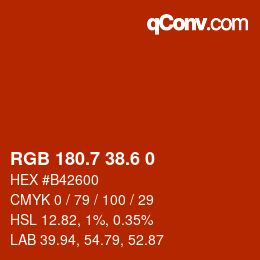 カラーコード: RGB 180.7 38.6 0 | qconv.com
