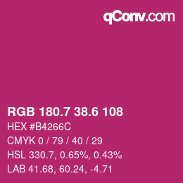 カラーコード: RGB 180.7 38.6 108 | qconv.com