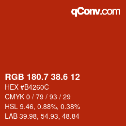 カラーコード: RGB 180.7 38.6 12 | qconv.com